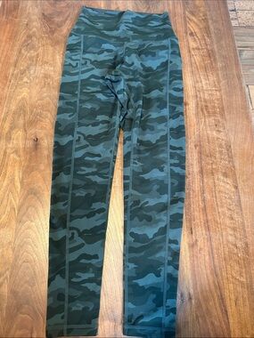 Kids High-Waist Camo Leggings - Green Camo